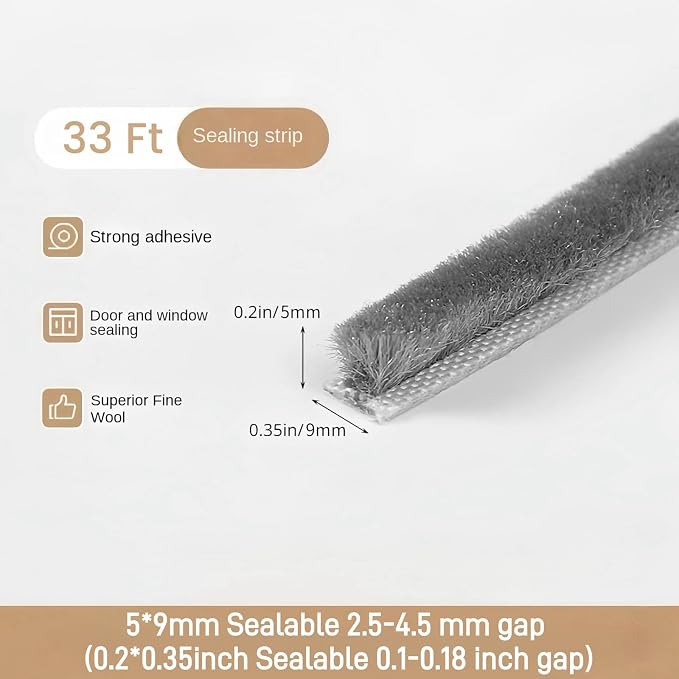 33 Ft Self-Adhesive Weather Stripping Door Seal Strip - Image 3