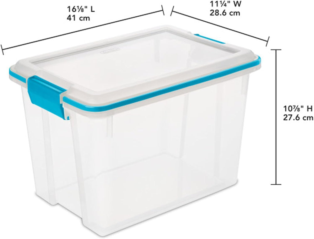 Sterilite Gasket Storage Box with Lids for Home & Office, 20 Quart, 6-Pack.