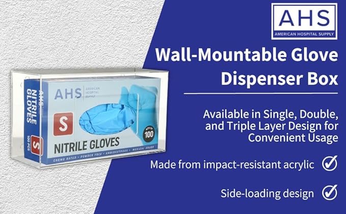 AMERICAN HOSPITAL SUPPLY Wall-Mount Glove Dispenser | Clear Acrylic Glove Box - Image 5