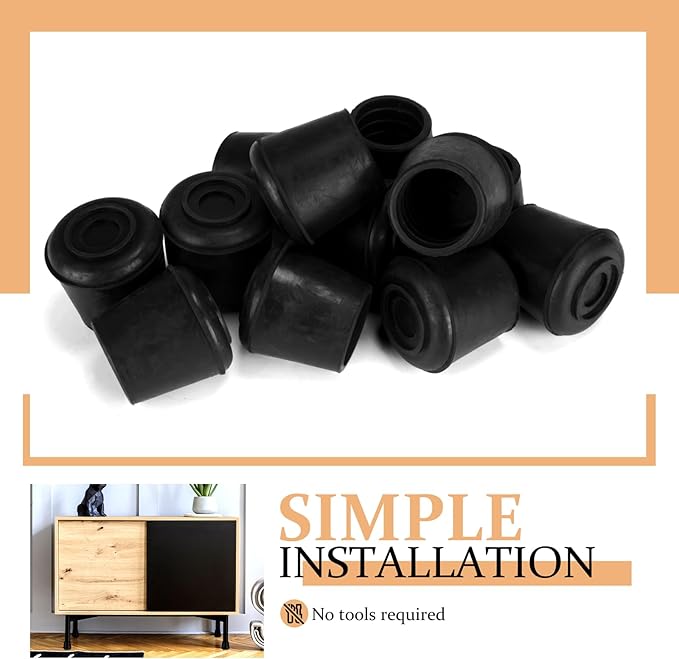 1-1/2” Round Rubber Chair Leg Tips Caps, Chair Leg Floor Protectors, Non-Slip - Image 7