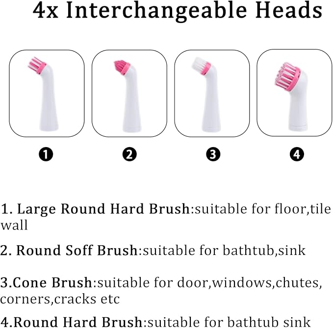 Electric Brush with 4-in-1 Multiple Brush Heads, Cordless Motorized Cleaning - Image 3