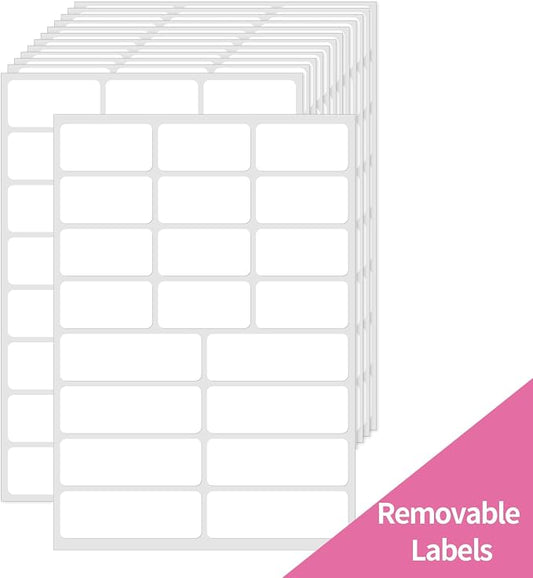 STARLIBOO White Removable Labels, Removable Colored Labels Stickers, by STARLIBOO