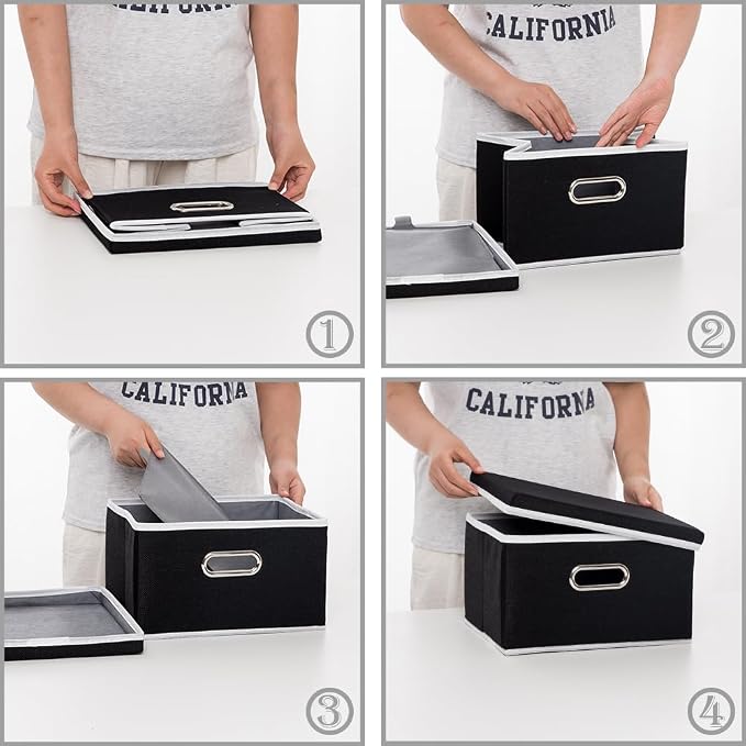 PRANDOM Storage Boxes with Lids Fabric Collapsible Storage Bins Organizer - Image 5