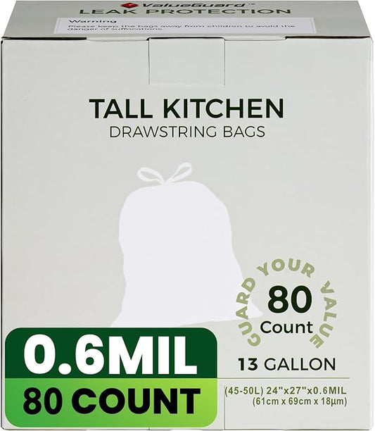 Large Trash Bag 13 Gallon Tall Drawstring 100% Post-Consumer Recycled Garbage - Image 2
