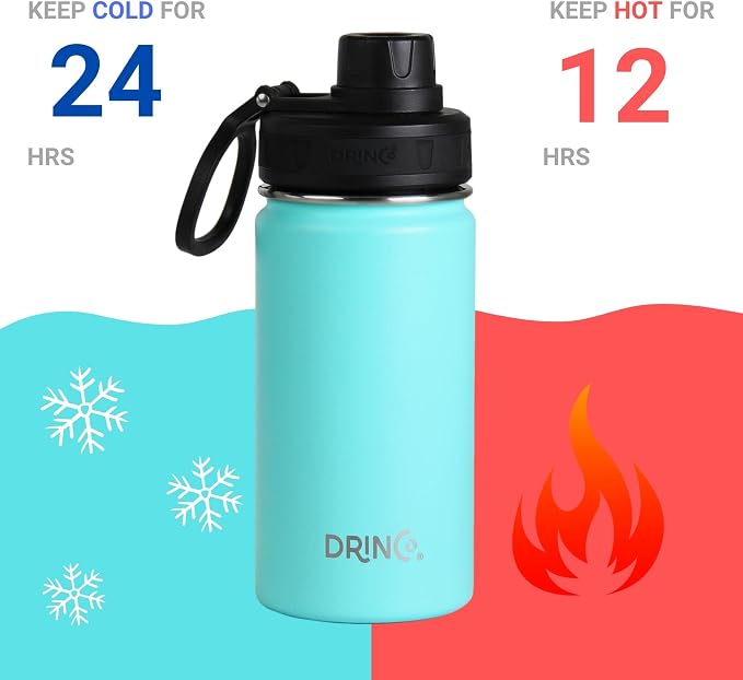 DRINCO Stainless Steel Water Bottle Spout Lid Vacuum Insulated Double Wall - Image 3
