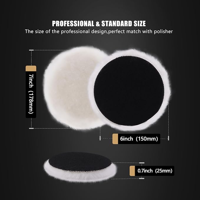 Wool Polishing Buffing Pad, SPTA 6 Pcs 6 Inch 150mm Polishing Buffing Wheel - Image 3