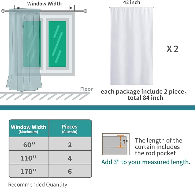 BGment Room Darkening Curtains 40 Inches Length - Image 5