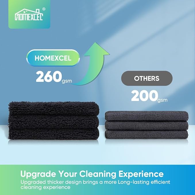 HOMEXCEL Black Microfiber Cleaning Cloth, 12 Pack Premium Microfiber Towels - Image 4