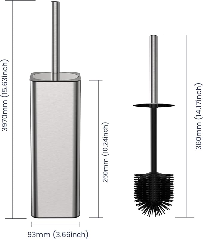 DOWRY Stainless Steel Toilet Bowl Brush and Holder - Image 7