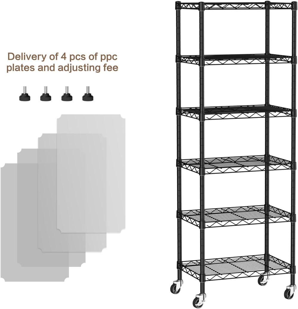Golpart Small Shelves Storage Wire Metal Adjustable Shelf Unit with Wheels