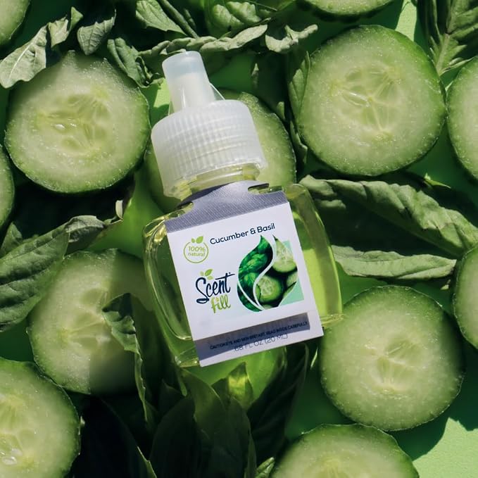Scent Fill 100% Natural Cucumber Basil Plug in Air Freshener, Scented Oil - Image 4