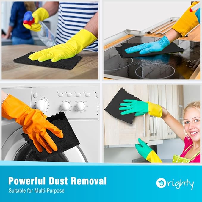 Orighty Black Microfiber Cleaning Cloth, 100 Pack Highly Absorbent Cleaning - Image 7
