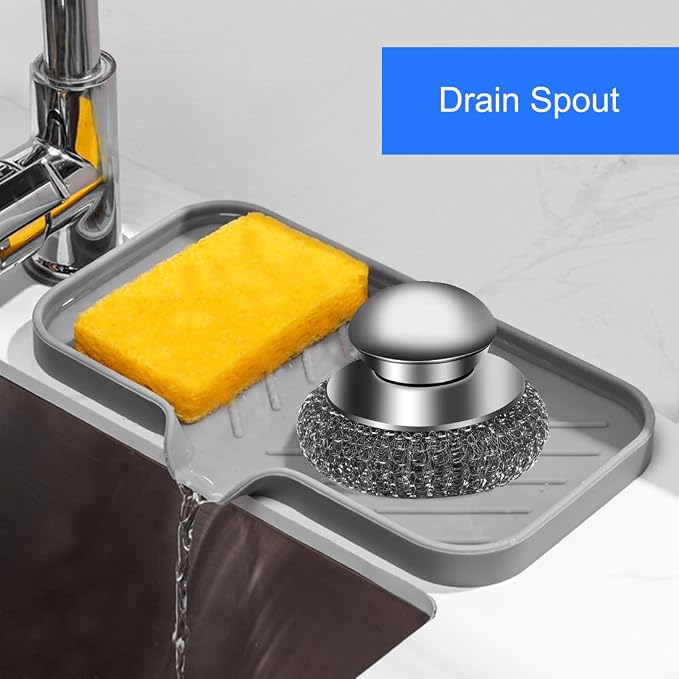 Sponge Holder for Kitchen Sink, Silicone Sponge Dish Tray - Image 2