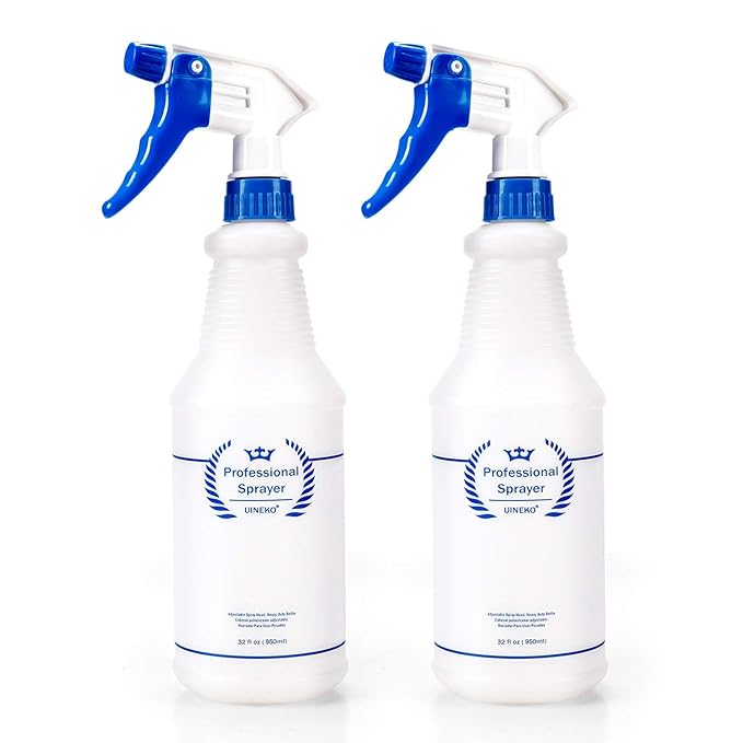 Plastic Spray Bottle 2 Pack, 32 Oz, All-Purpose Heavy Duty Spraying Bottles by Uineko