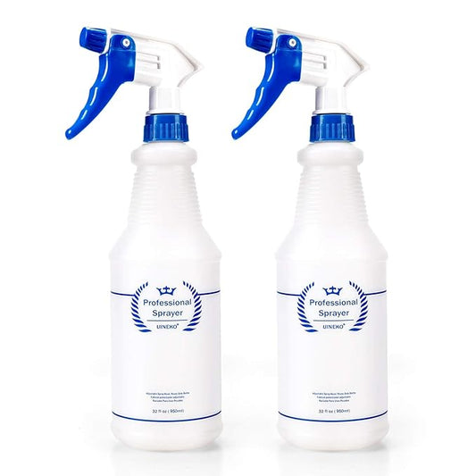 Plastic Spray Bottle 2 Pack, 32 Oz, All-Purpose Heavy Duty Spraying Bottles by Uineko