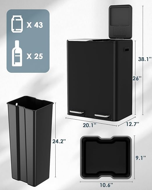 Arlopu 16Gal Dual Trash Can w/2 Built-in Box - Image 2
