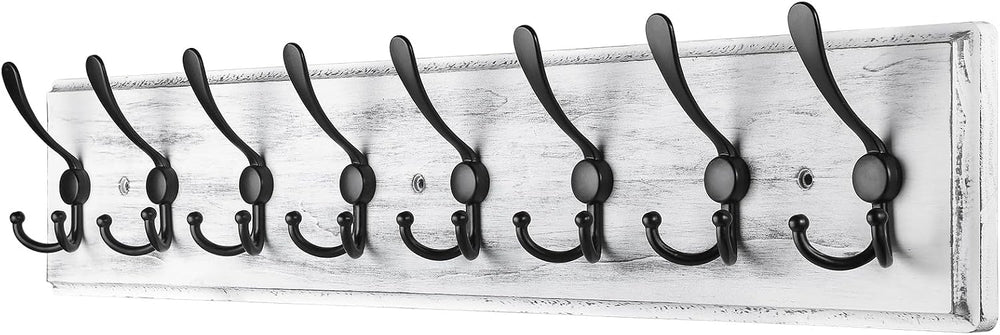 Coat Rack Wall Mount, Wooden Heavy Duty Coat Rack for Wall,8 Triple Coat Hang...