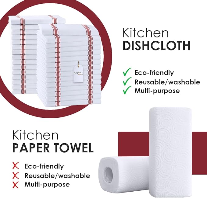 Dish Towels Set Size 15x25 Inch, 100% Cotton Soft & Absorbent Linen Kitchen - Image 2