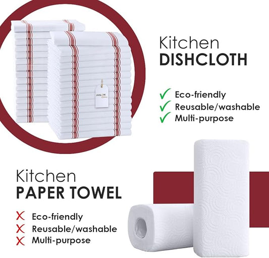 Dish Towels Set Size 15x25 Inch, 100% Cotton Soft & Absorbent Linen Kitchen - Image 2