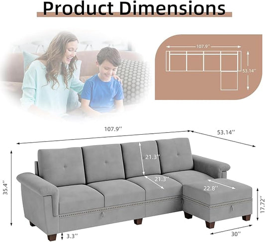 JAMFLY 108" Modular Sectional Sofa - Image 2
