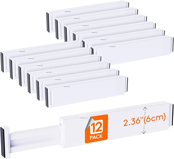 Lifewit 12 Pack Kitchen Drawer Dividers 2.36" High, Plastic Expandable by Lifewit