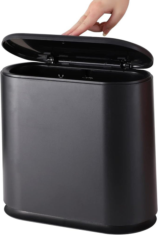 Black Slim Bathroom Trash Can by Cqacrylic