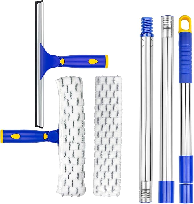 ‌ITTAR Window Squeegee Cleaner Kit, 5Ft Extendable Stainless Steel Pole by ITTAR