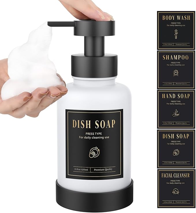 Luxspire Foaming Soap Dispenser, Glass Foam Pump Soap Dispenser, Non-Slip Hand by Luxspire