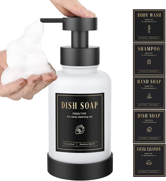 Luxspire Foaming Soap Dispenser, Glass Foam Pump Soap Dispenser, Non-Slip Hand by Luxspire