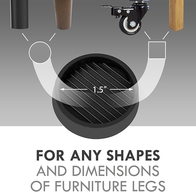 Non Slip Furniture Pads, 1.5” Round Rubber Caster Cups, Anti-Slip Gripper - Image 2