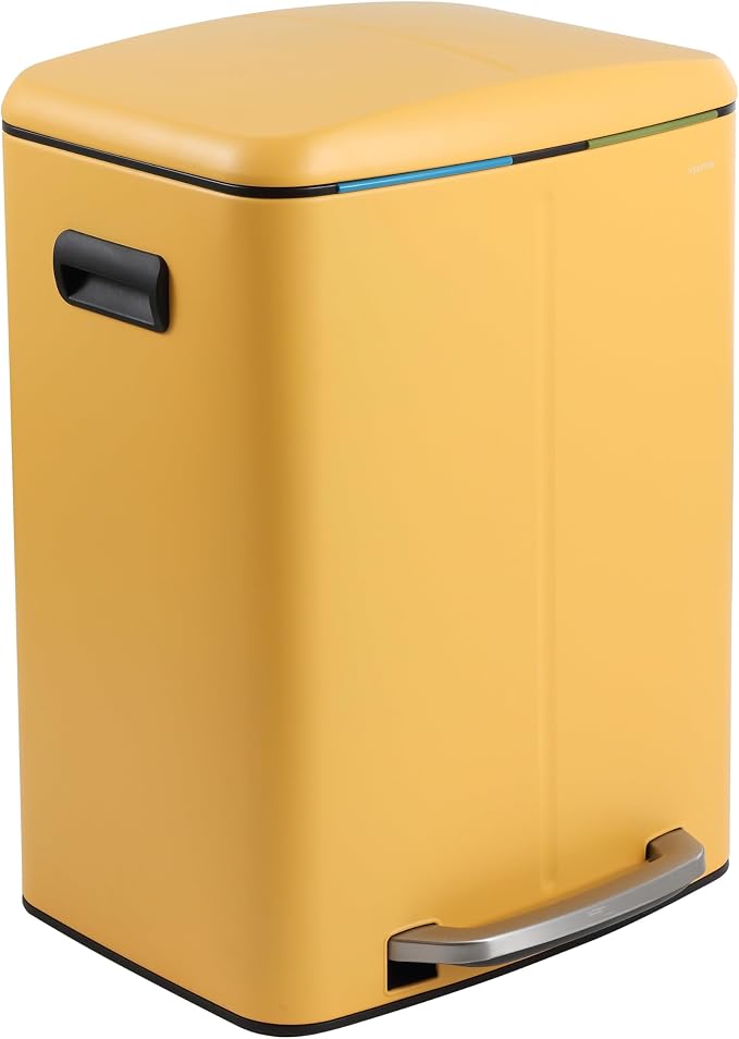 happimess HPM1005L Marco Rectangular 10.6-Gallon Double Bucket Trash Can by Happimess