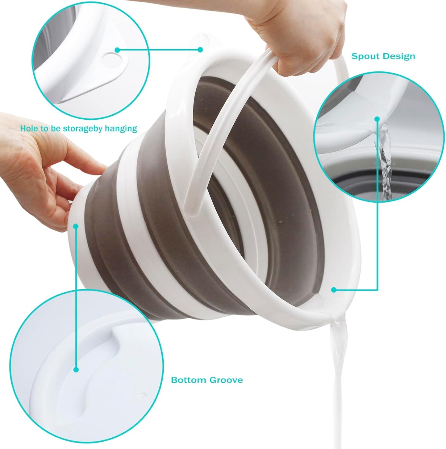 CHILDLION Collapsible Bucket 5L, Foldable Mop Bucket Car Wash Buckets with Handle for Cleaning Supplies, Portable Sink Wash Basin Storage Bin Ice Tub for Fishing Beach Outdoor Camping Kitchen