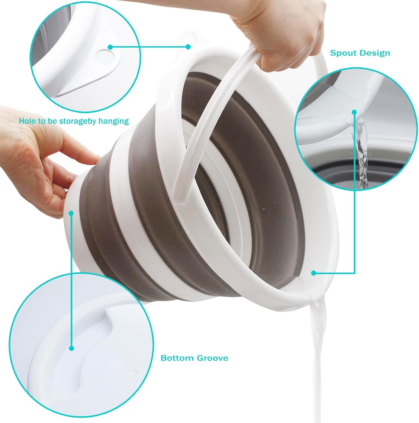 CHILDLION Collapsible Bucket 5L, Foldable Mop Bucket Car Wash Buckets with Handle for Cleaning Supplies, Portable Sink Wash Basin Storage Bin Ice Tub for Fishing Beach Outdoor Camping Kitchen
