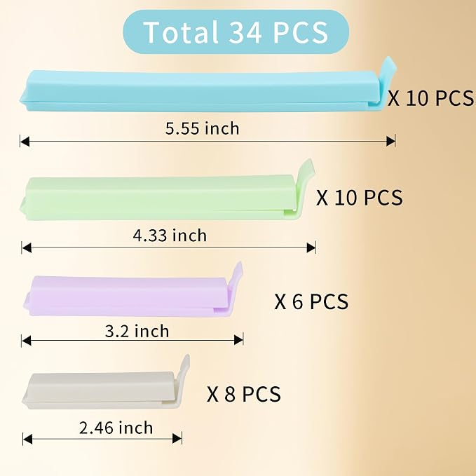 34 Packs Plastic Chip Clips for Food Storage - Image 3