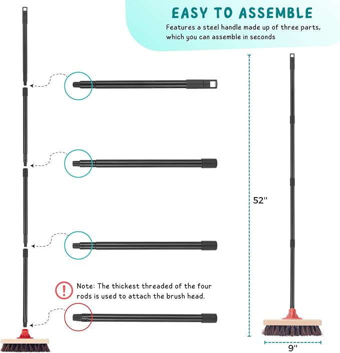 Deck Brush with Long Handle, Bathroom Cleaning, Outdoor Floor Scrubber - Image 6
