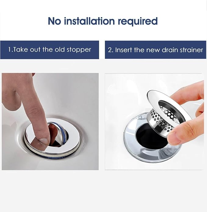 Bathroom Sink Strainer, Bathtub Drain Cover Lavatory Sink Drain Strainer Hair - Image 3