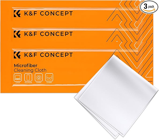 K&F CONCEPT 3 Pack Microfiber Cleaning Cloths, 6x6in Glasses Cleaning Cloths by KFCONCEPT