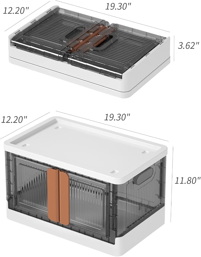 HAIXIN Storage Bins with Lids, Collapsible and Stackable Storage Bins, Plastic - Image 2