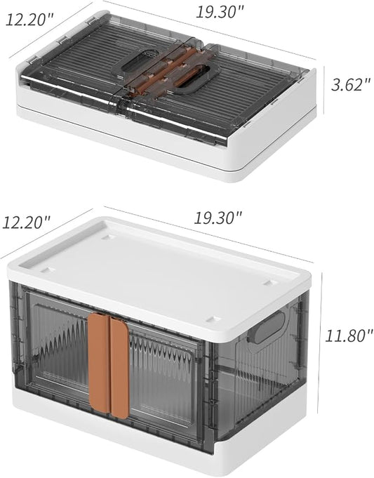 HAIXIN Storage Bins with Lids, Collapsible and Stackable Storage Bins, Plastic - Image 2