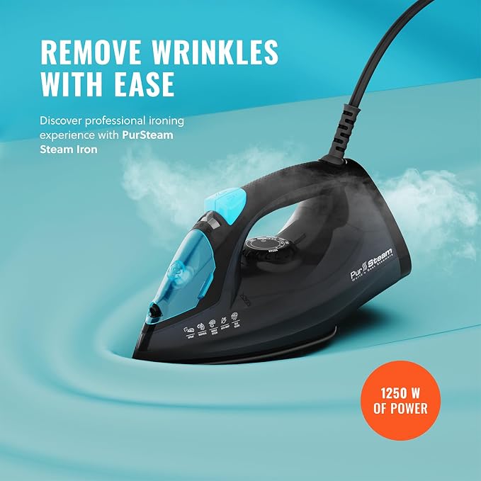 PurSteam Professional 1250W Steam Iron | Powerful Steamer - Image 2