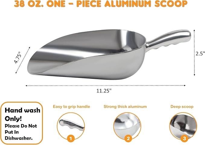 Cast Aluminum Utility Scoop - 38 oz. - Round Bottom - Image 2