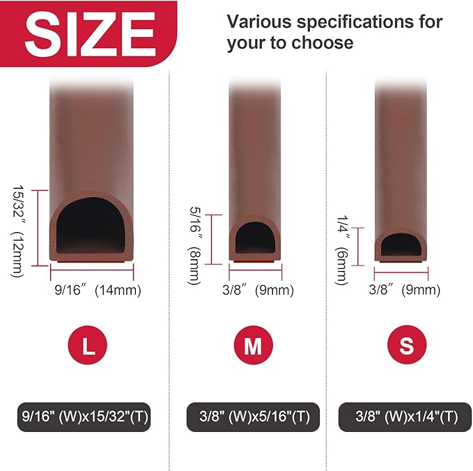 Silicone D Shape Weather Stripping 19.7 Feet Self Adhesive Seal Strip - Image 2