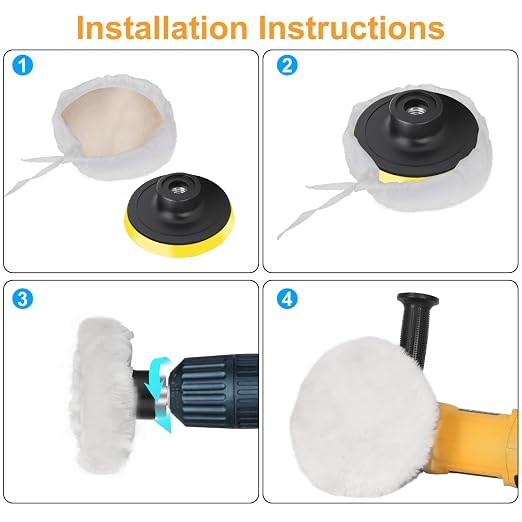 Linkstyle 6PCS 7 Inch Wool Buffing Pads Kit, Lambs Wool Polishing Bonnet Pads - Image 5