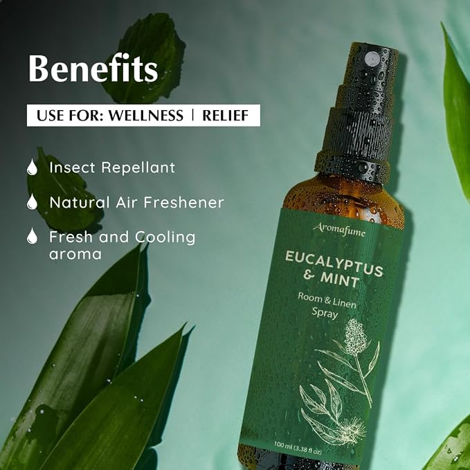 Eucalyptus & Mint Room, Linen & Pillow Spray by Aromafume | 100ml/3.38fl oz | - Image 6