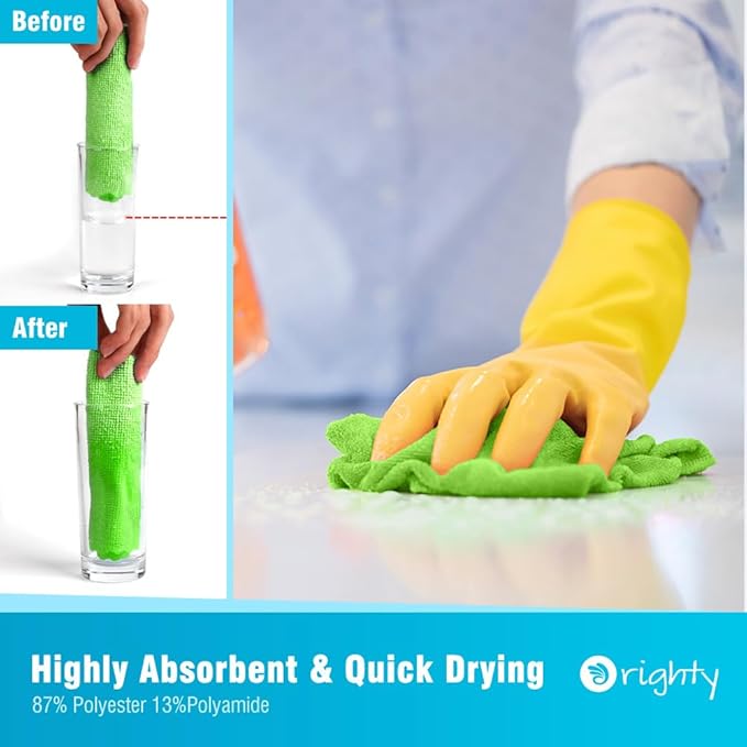 Orighty Microfiber Cleaning Cloth, 24 Pack Highly Absorbent Cleaning Supplies - Image 3