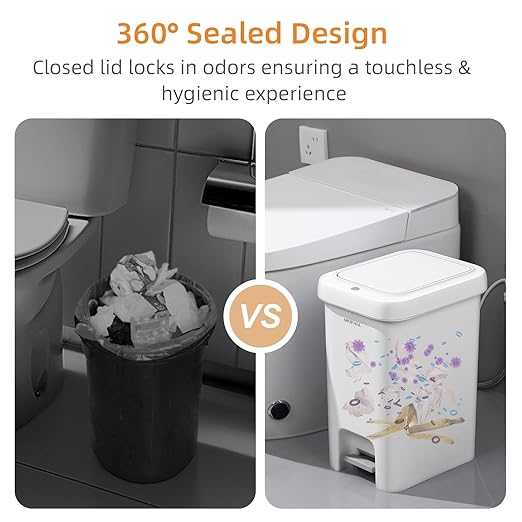 MOPALL Trash Can with Lid, Garbage Can with Press Top & Foot Pedal, Kitchen - Image 4