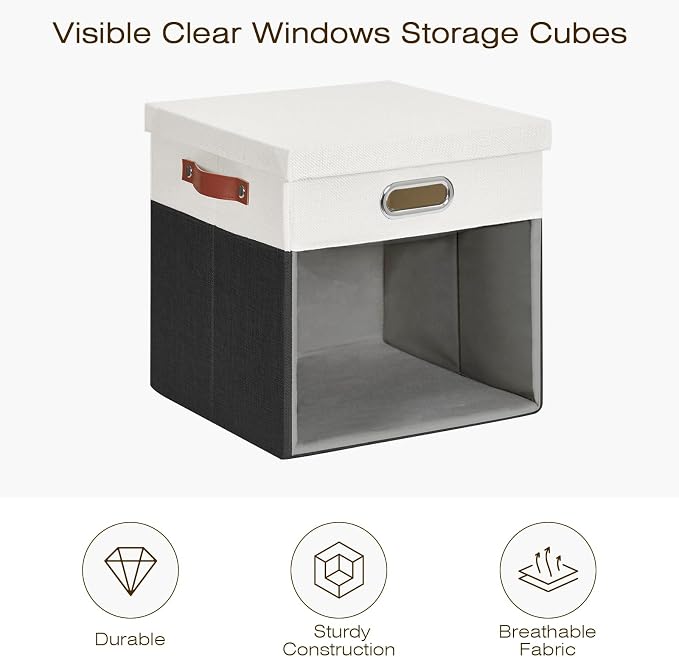 Fabric Storage Cubes with Clear Windows and Lids, Decorative Storage Boxes - Image 3
