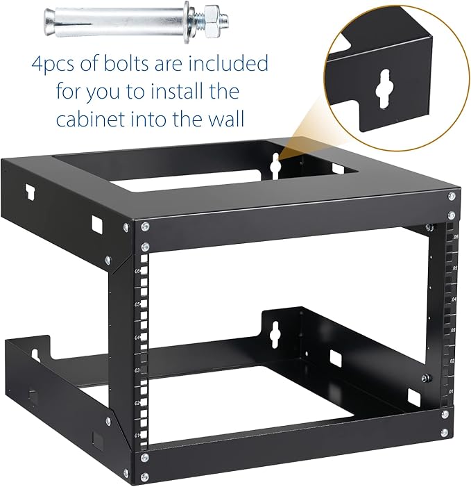 6U Wall Mount Rack Open Frame 19 Inch Server Equipment Network Cabinet 18 - Image 5