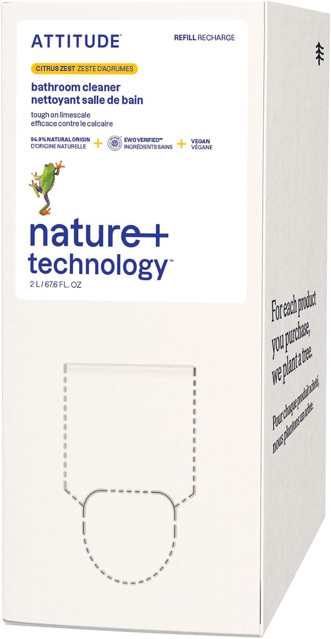 ATTITUDE Bathroom Cleaner Spray Refill, EWG Verified, Plant-Based & Vegan by ATTITUDE