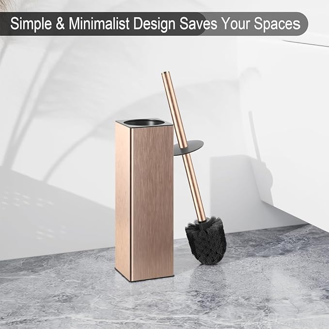 BGL Standing Toilet Brush and Holder Rose Gold Aluminium Toilet Bowl Cleaner - Image 3